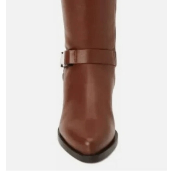 AGUATALIA Brown Leather Knee-High Boots,SZ 8 Made Italy. - Picture 4 of 4